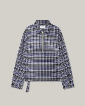 MARKAWARE HALF ZIP SERVICE JACKET - PURPLE CHECK Flexible Daily Fit