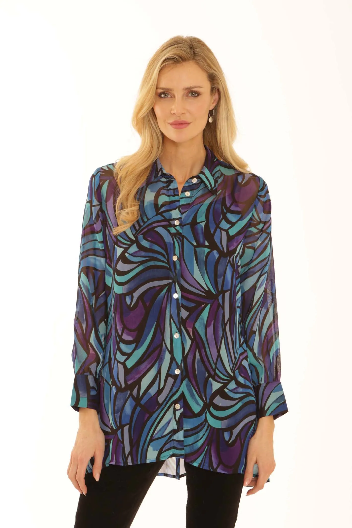 BrushedInnerLining Pomodoro Clothing Mosaic Long Shirt 62551