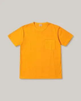WHITESVILLE PIGMENT DYE POCKET T-SHIRT - GOLD Fade Resistant Print