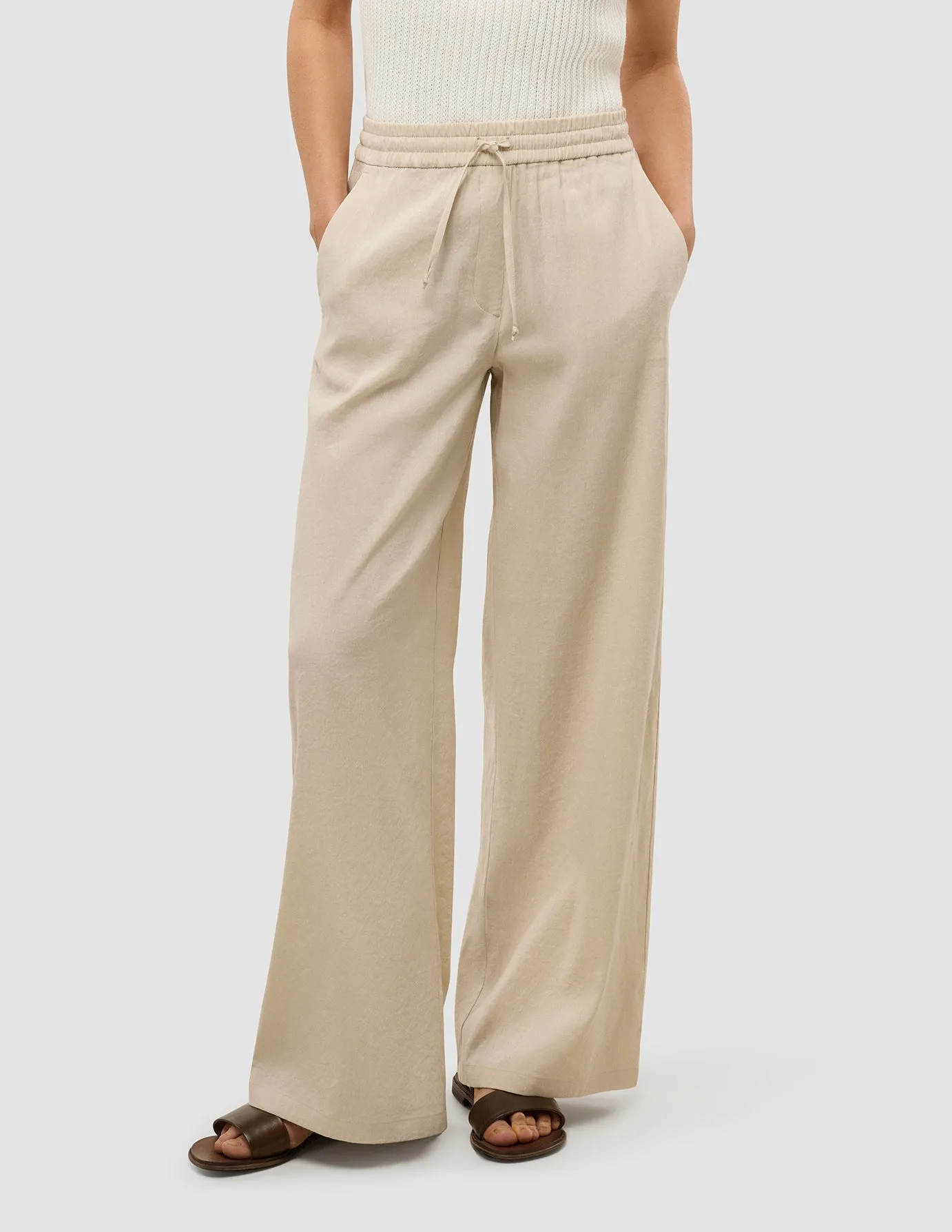 Performance Fit Women's Linen Pants Relaxed Sandy Beige