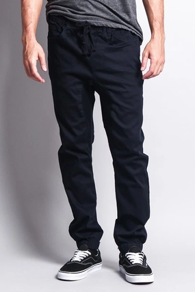 Men's Jogger Twill Pants (Navy) Chic Fit
