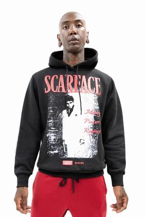 Men's Scarface Money Power Respect Graphic Print Hoodie Abrasion Resistant Panels New Cut