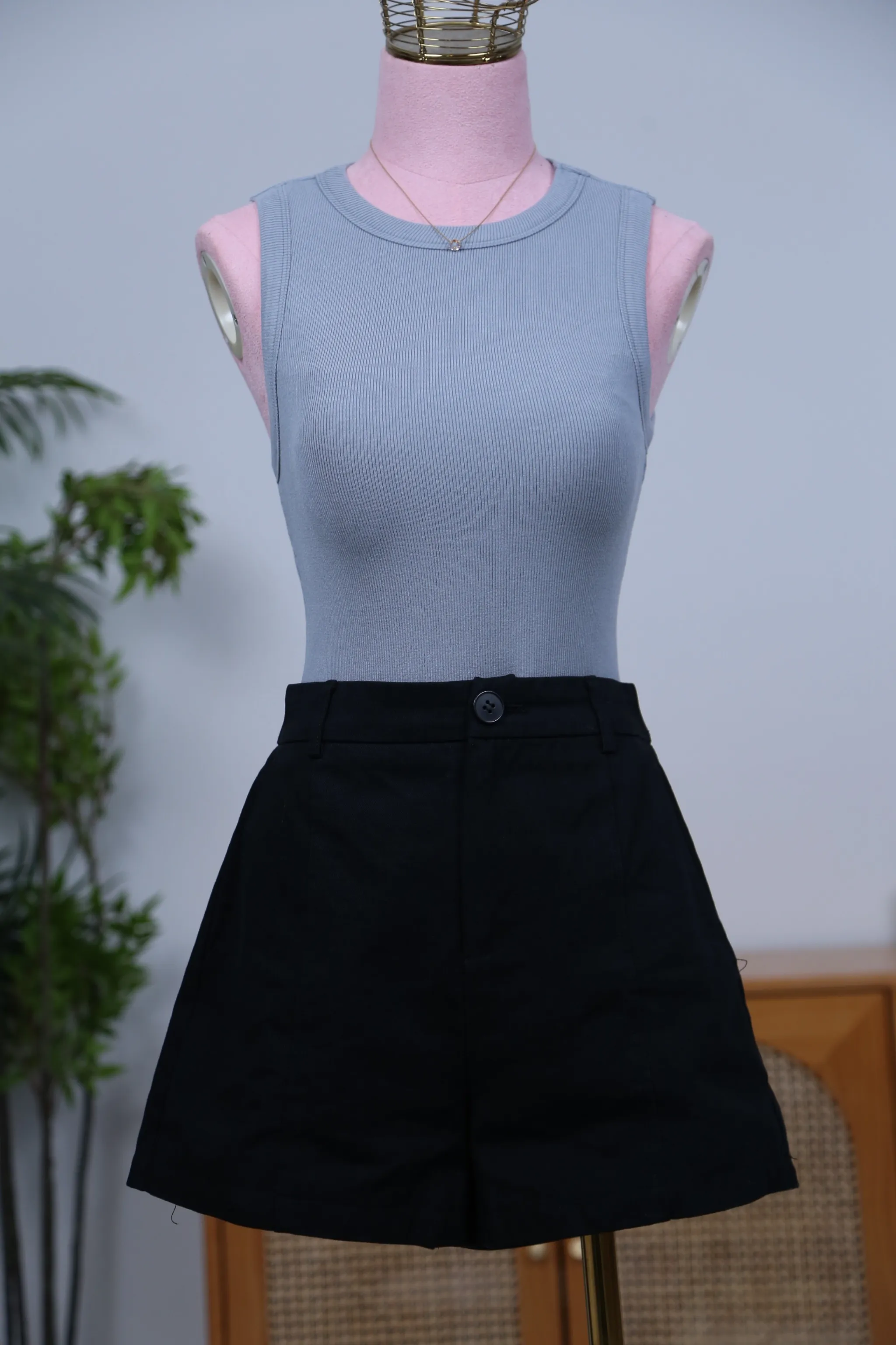 Relaxed Blouse Snoozie Padded Tank Dusty Blue