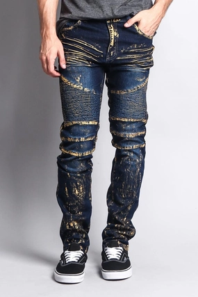 relaxed shape Foil Edge Biker Denim Jeans
