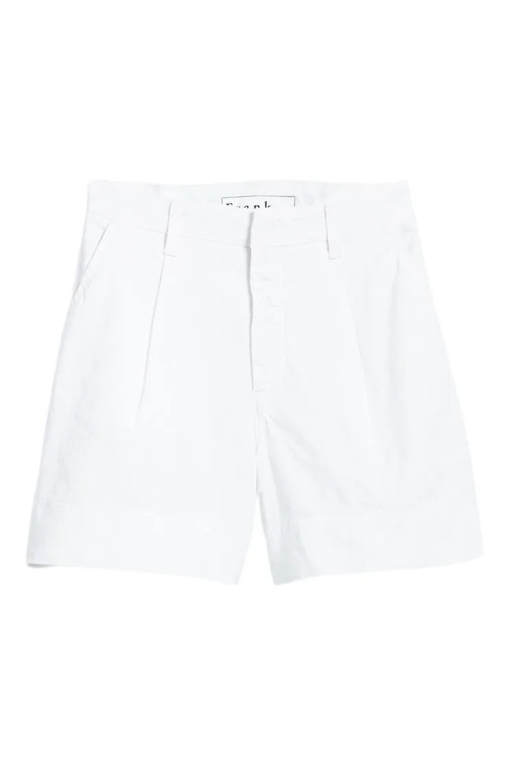 Elastic Cuff Stretch Motion Frank & Eileen Waterford Walking Shorts in White Linen