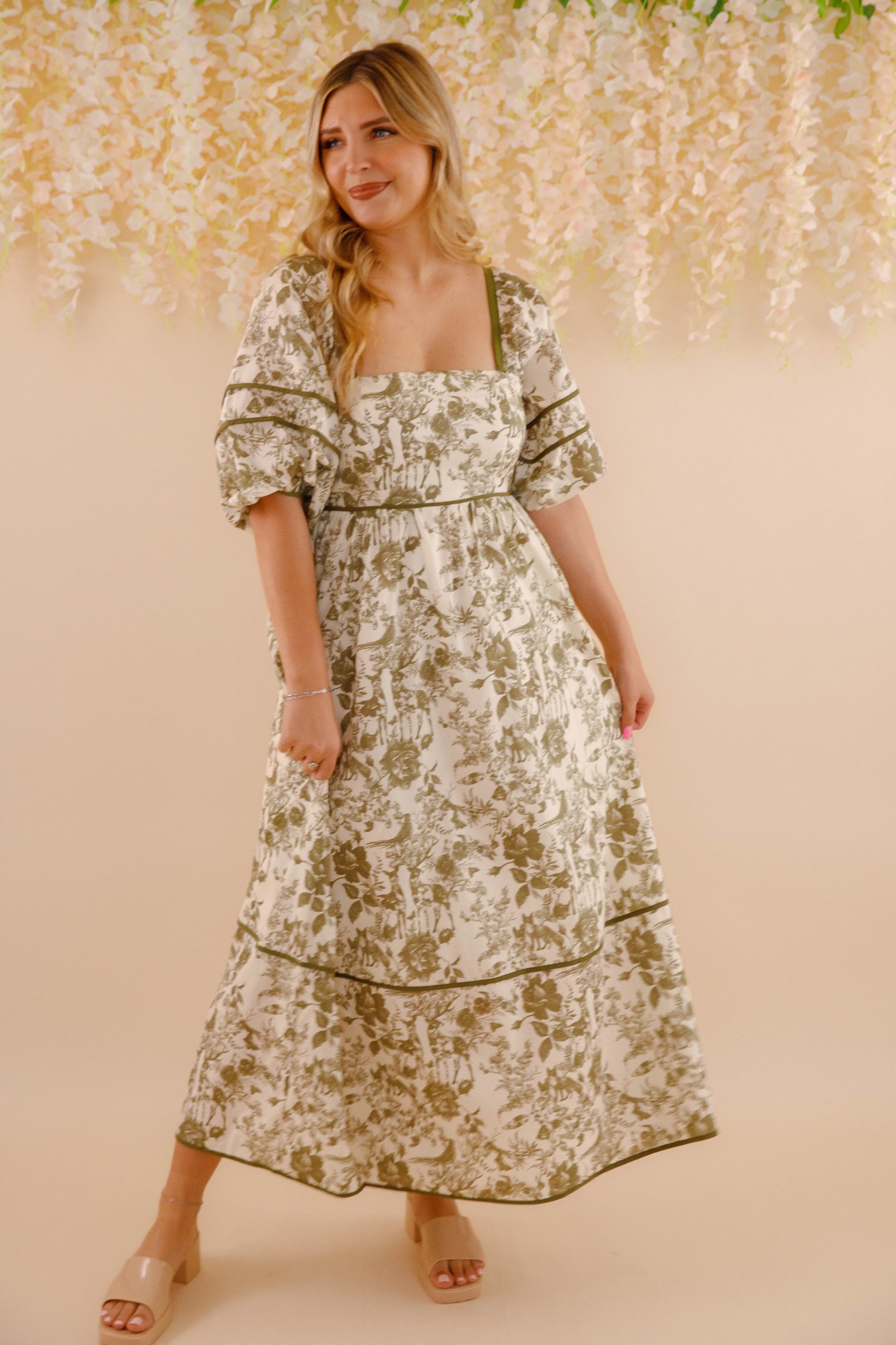 Bright-Hue Follow Your Instincts Maxi Dress-Olive