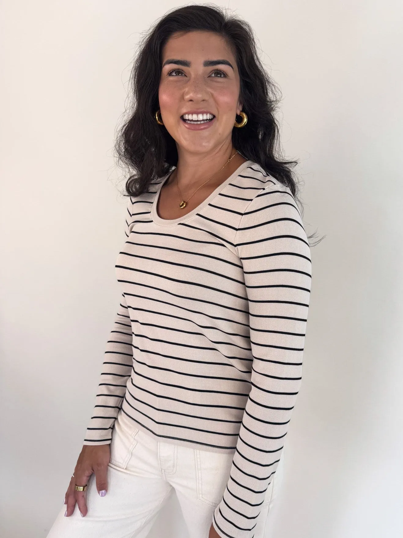 hiker Roof Lauren Long Sleeve- Birch Stripe