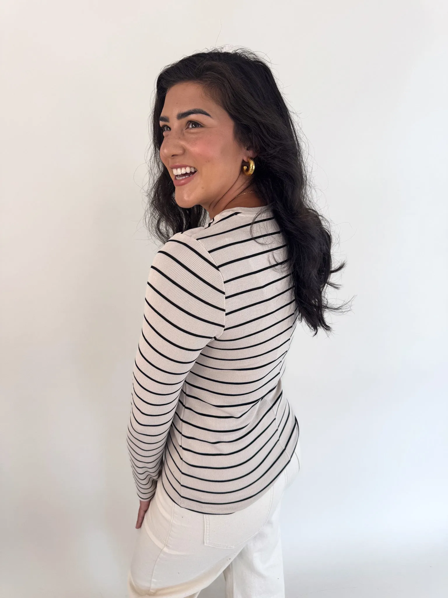 Valentine's Day Lauren Long Sleeve- Birch Stripe