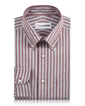 Layered Design Blue White Rust Stripes Oxford Shirt