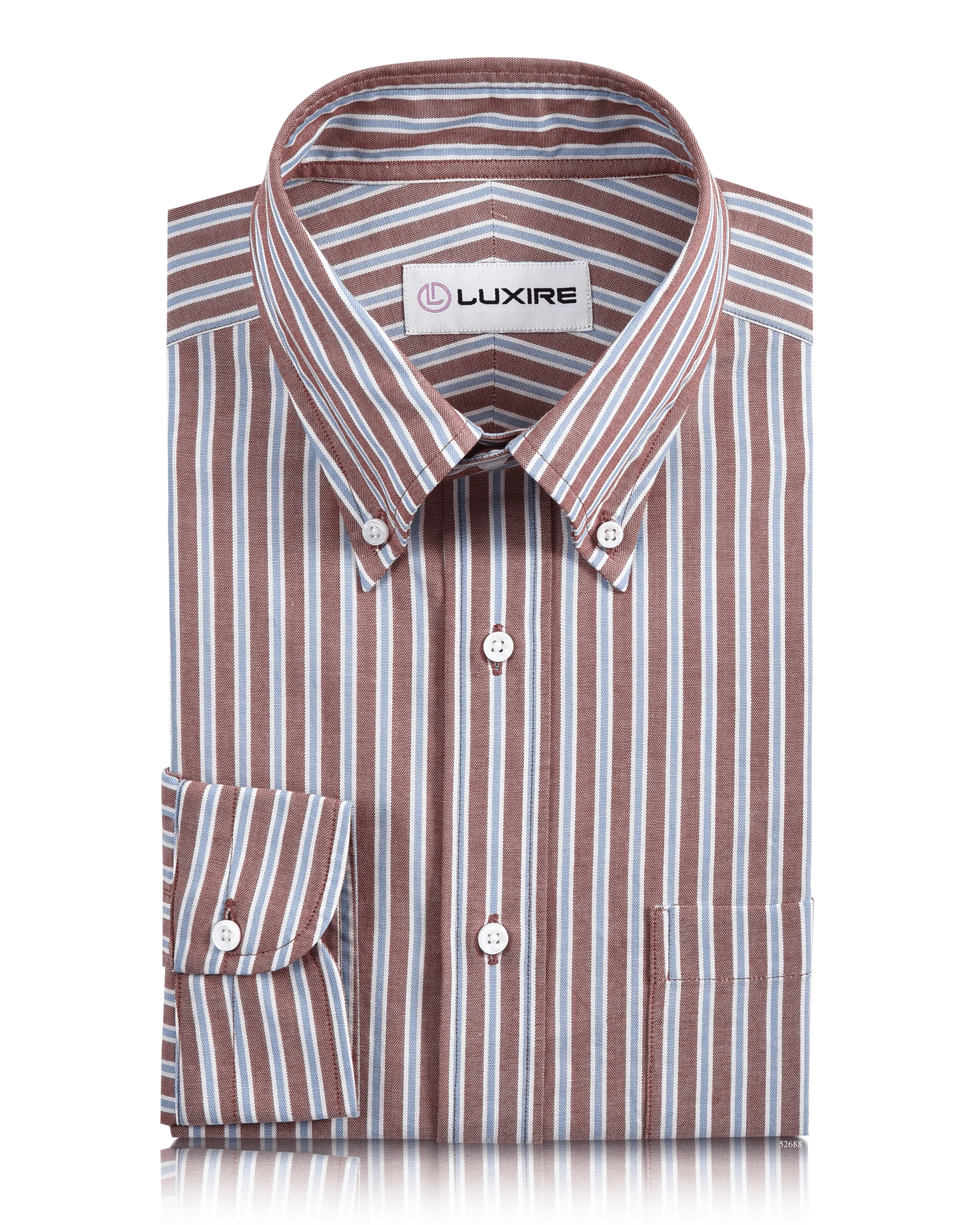 Layered Design Blue White Rust Stripes Oxford Shirt