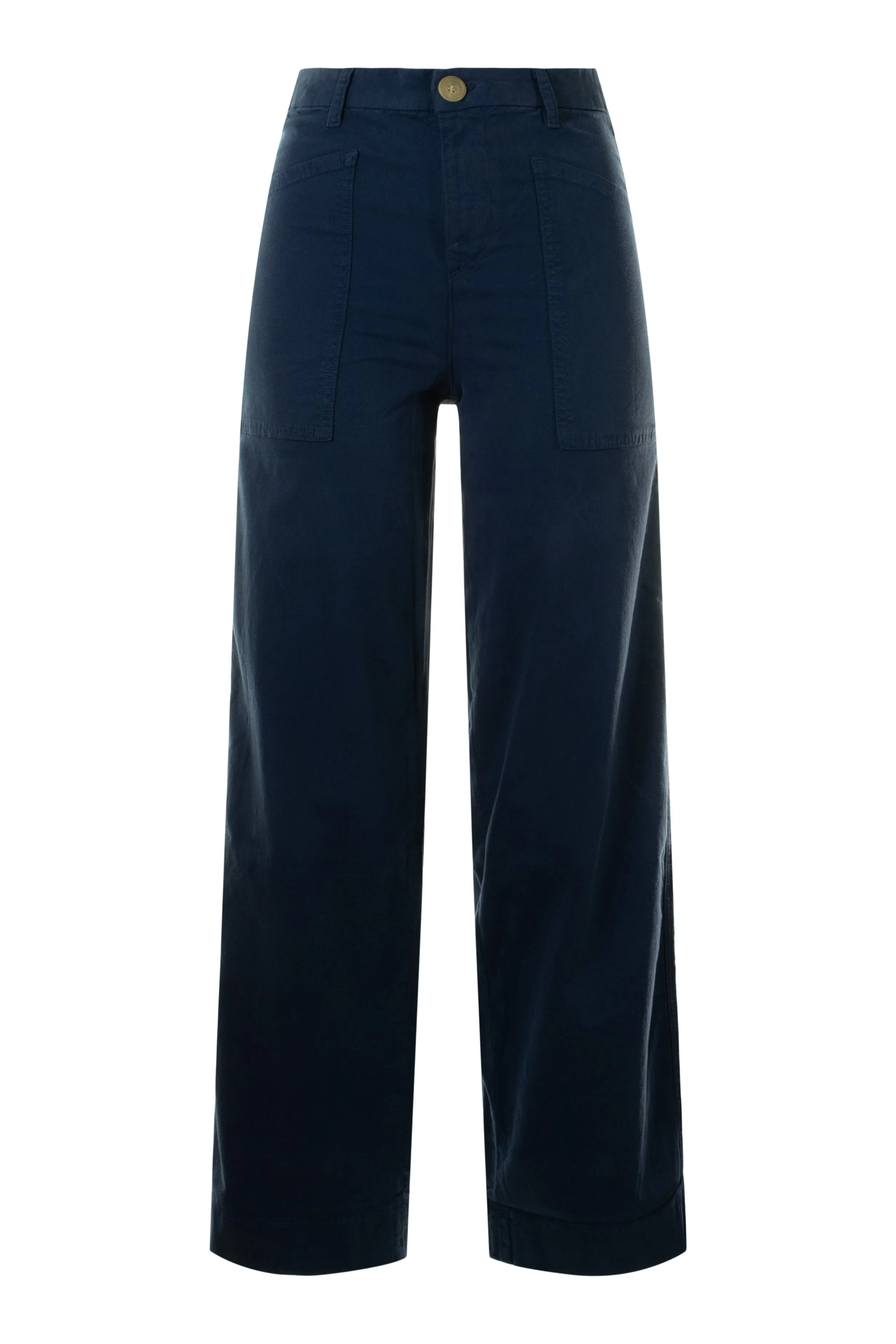 Frank & Eileen Limerick Wide-Leg Utility Pant in Navy Soft and Stretchy