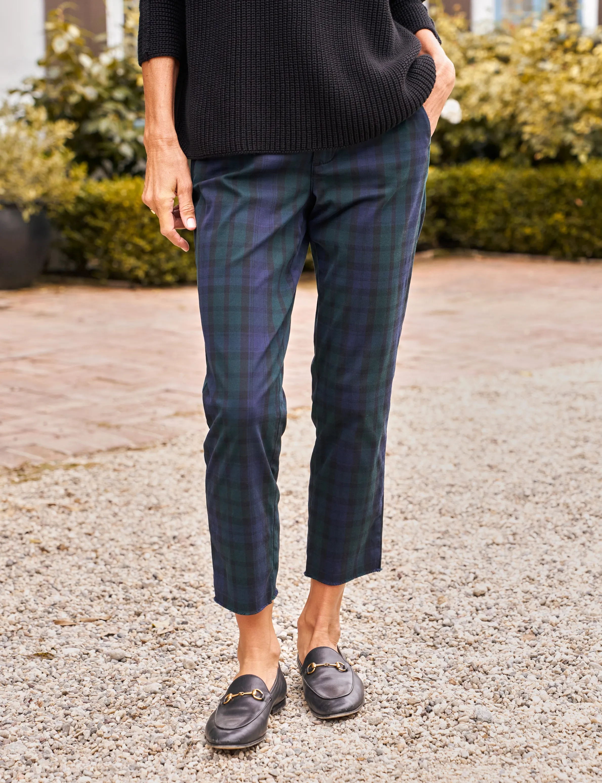 Frank & Eileen Wicklow Italian Chino in Black Watch Plaid Full Coverage