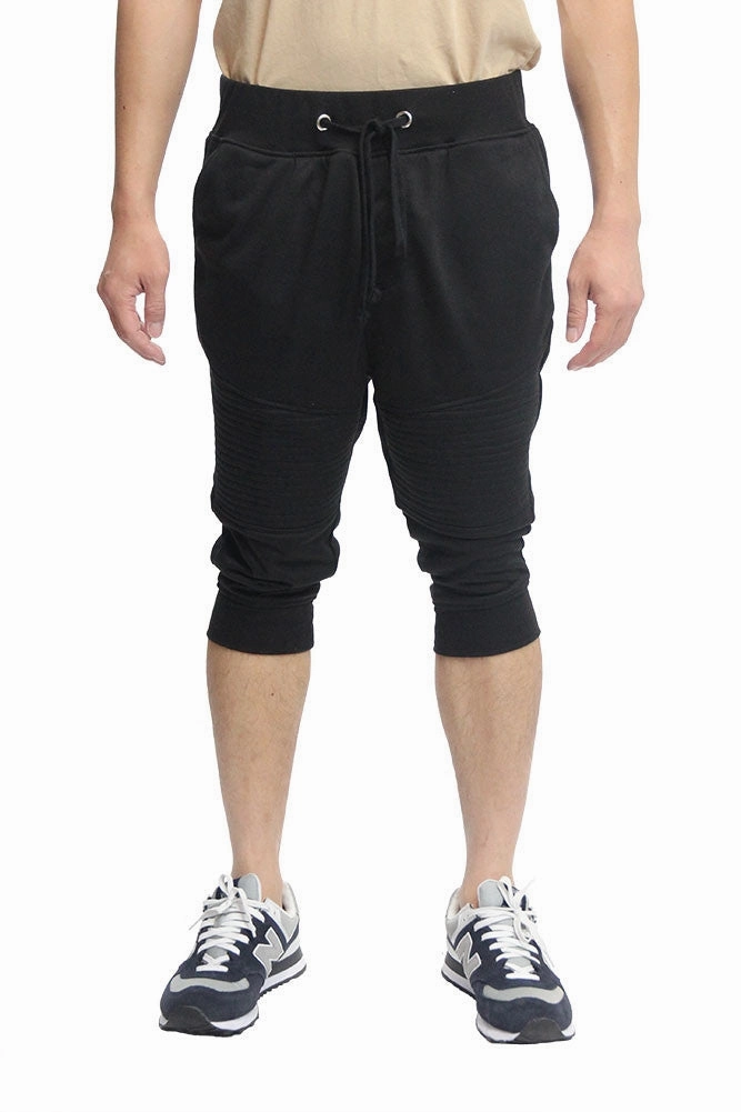 Layered Look LightweightWeave French Terry Biker Jogger Shorts
