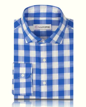 Smooth Stitch Pattern Winter Layering Friday Shirt: Blue White Macro Gingham