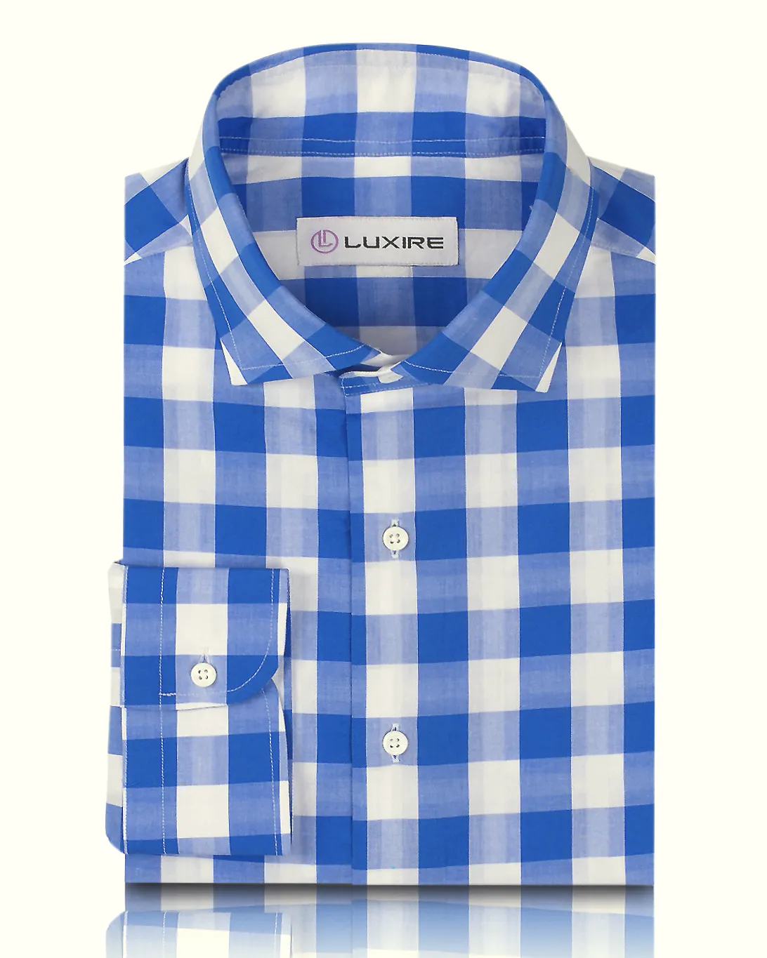 Smooth Stitch Pattern Winter Layering Friday Shirt: Blue White Macro Gingham