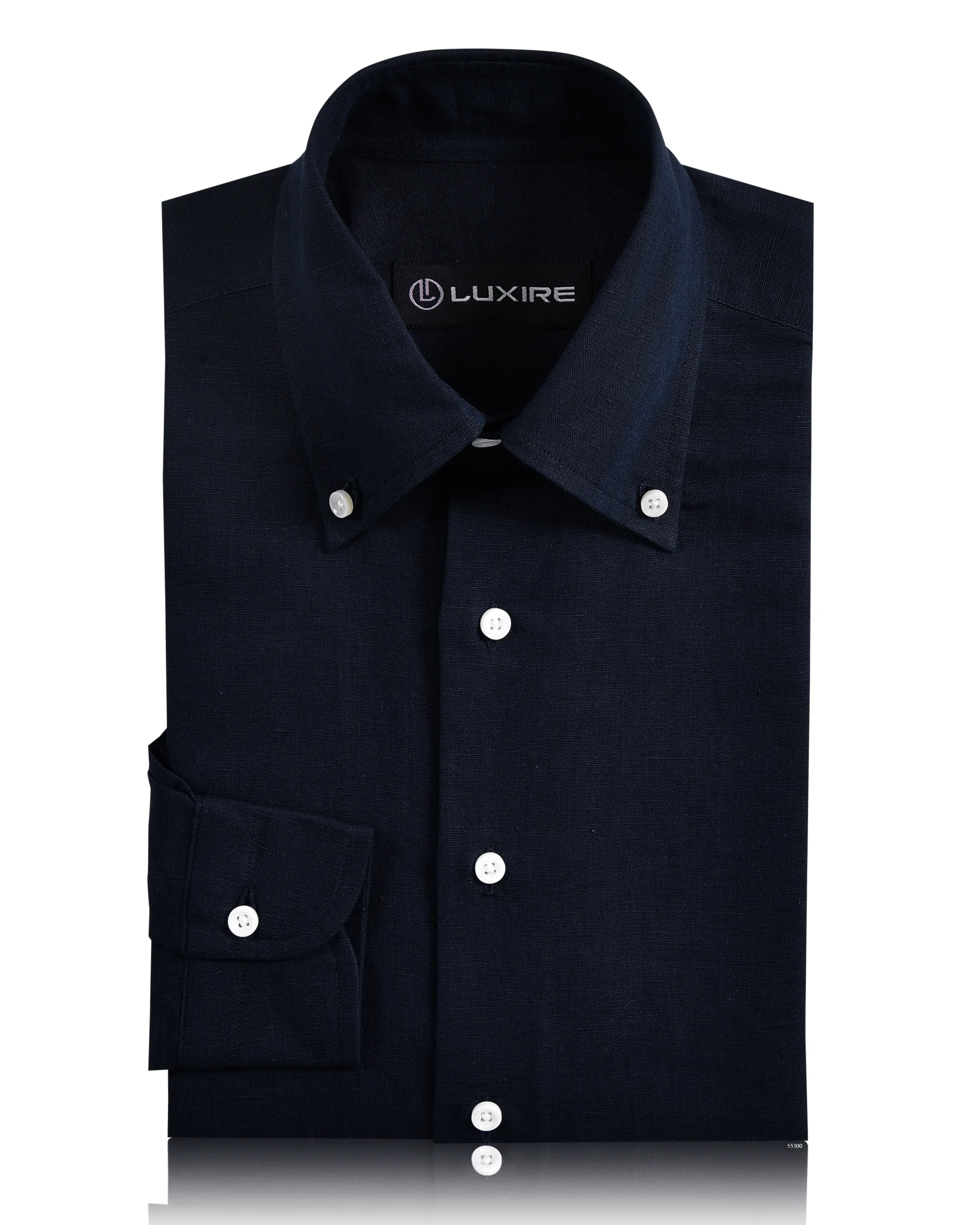 Navy Blue Linen Shirt Vintage Wash