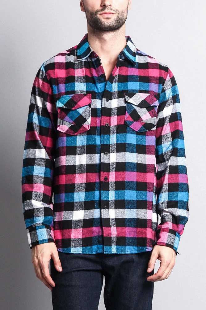 Men's Long Sleeve Woven Flannel Shirt LightReflectiveTrim AthleisureInspired