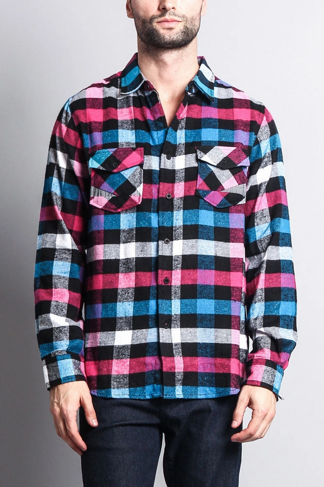 Men's Long Sleeve Woven Flannel Shirt NonRestrictiveCut