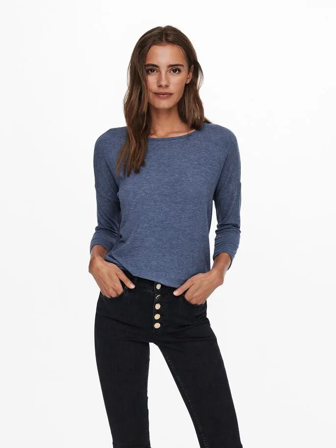 Durable Reinforced Elbow Patches Glamour 3/4 Sleeved Top