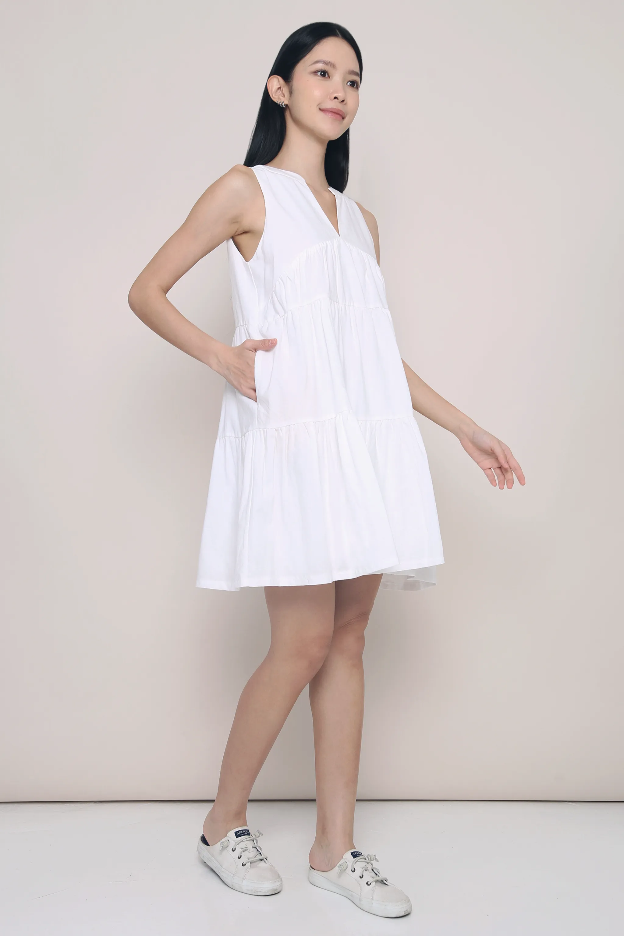 Natural Flow Lightweight Fit Good Feels Tiered Dress White