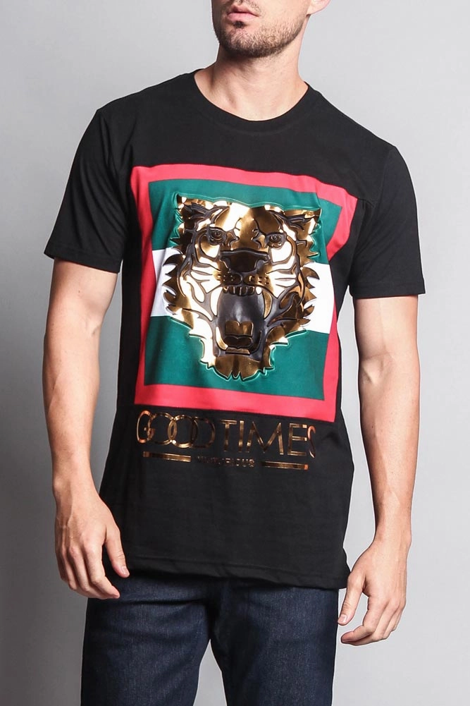 Good Times Tiger T-Shirt ZipClosure Sporty Style