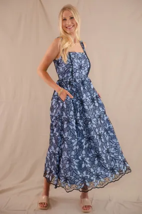 Clean Outline Statement Neck Out Of The Blue Midi Dress