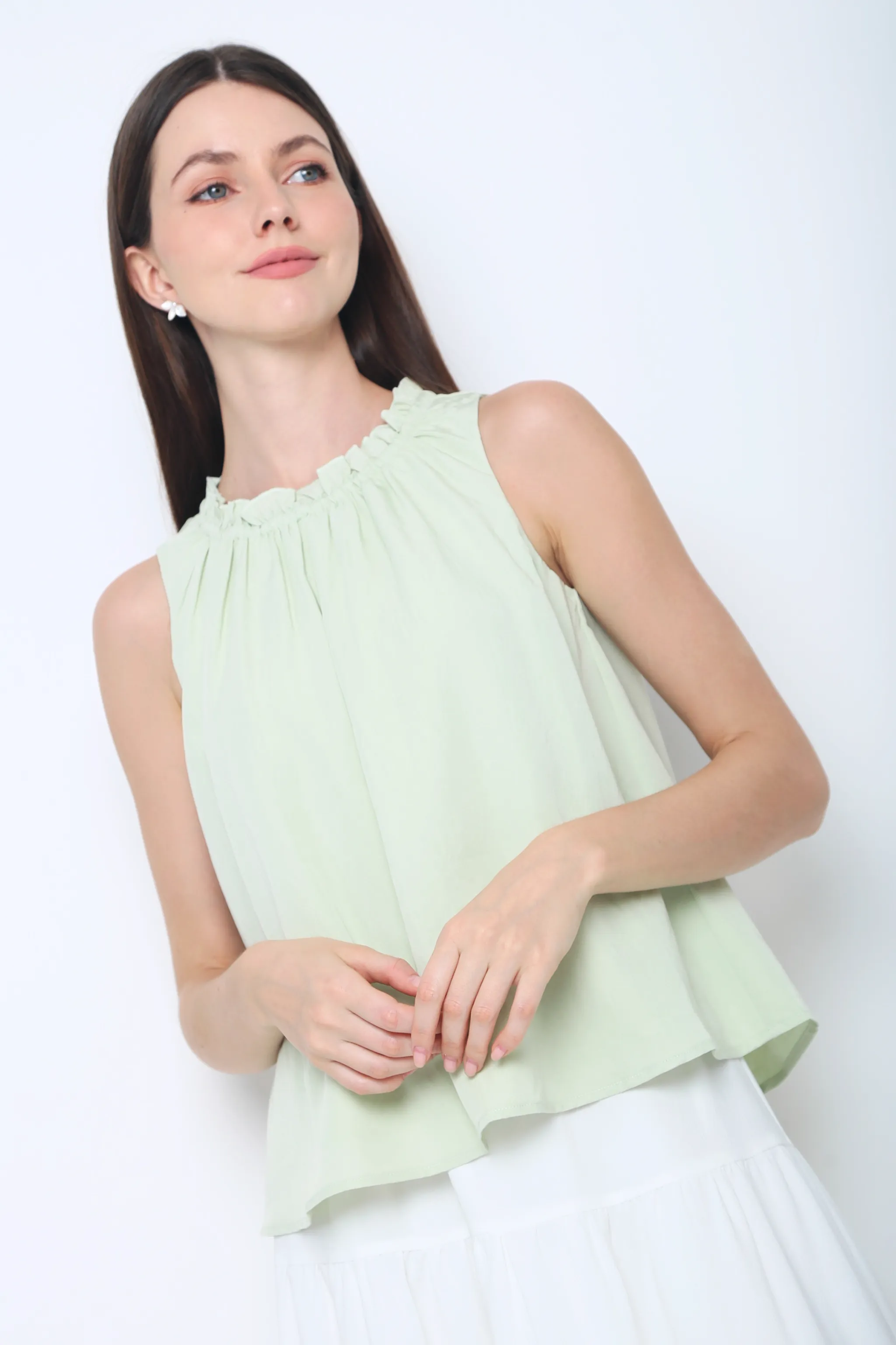 Ultraviolet Protection Finish Graceous Ruffles Blouse Sage