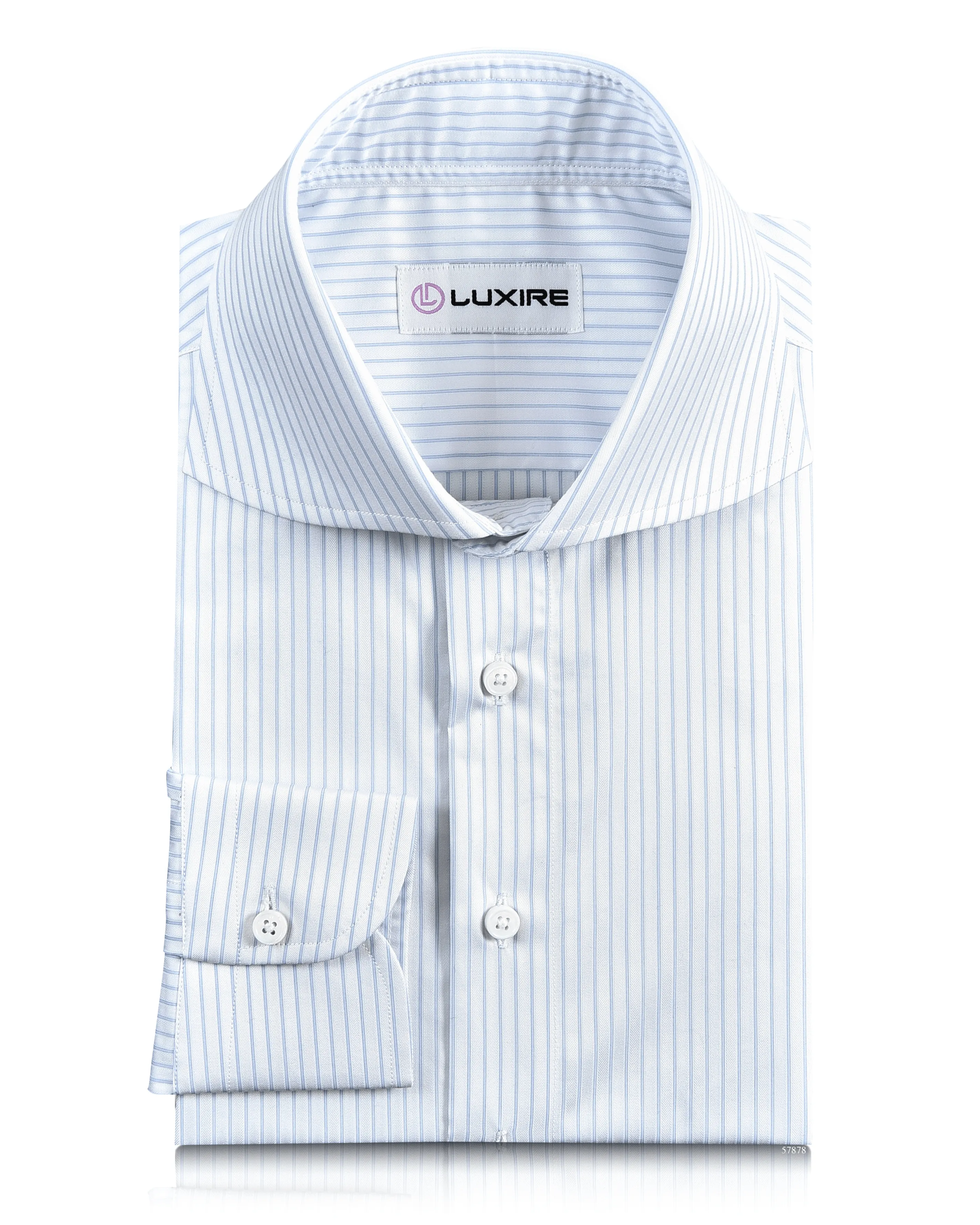 Hidden Button Placket Luxire Priviledge: Pale Blue Pin Stripes On White Dobby Shirt