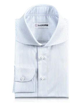 Hidden Button Placket Luxire Priviledge: Pale Blue Pin Stripes On White Dobby Shirt