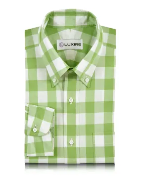 Green and White Gingham Checks Shirt Weekend Vibes