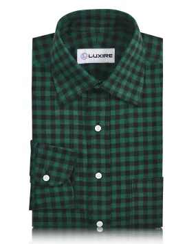 Green Black Gingham Twill Flannel Shirt Vibrant Colors Durable Texture