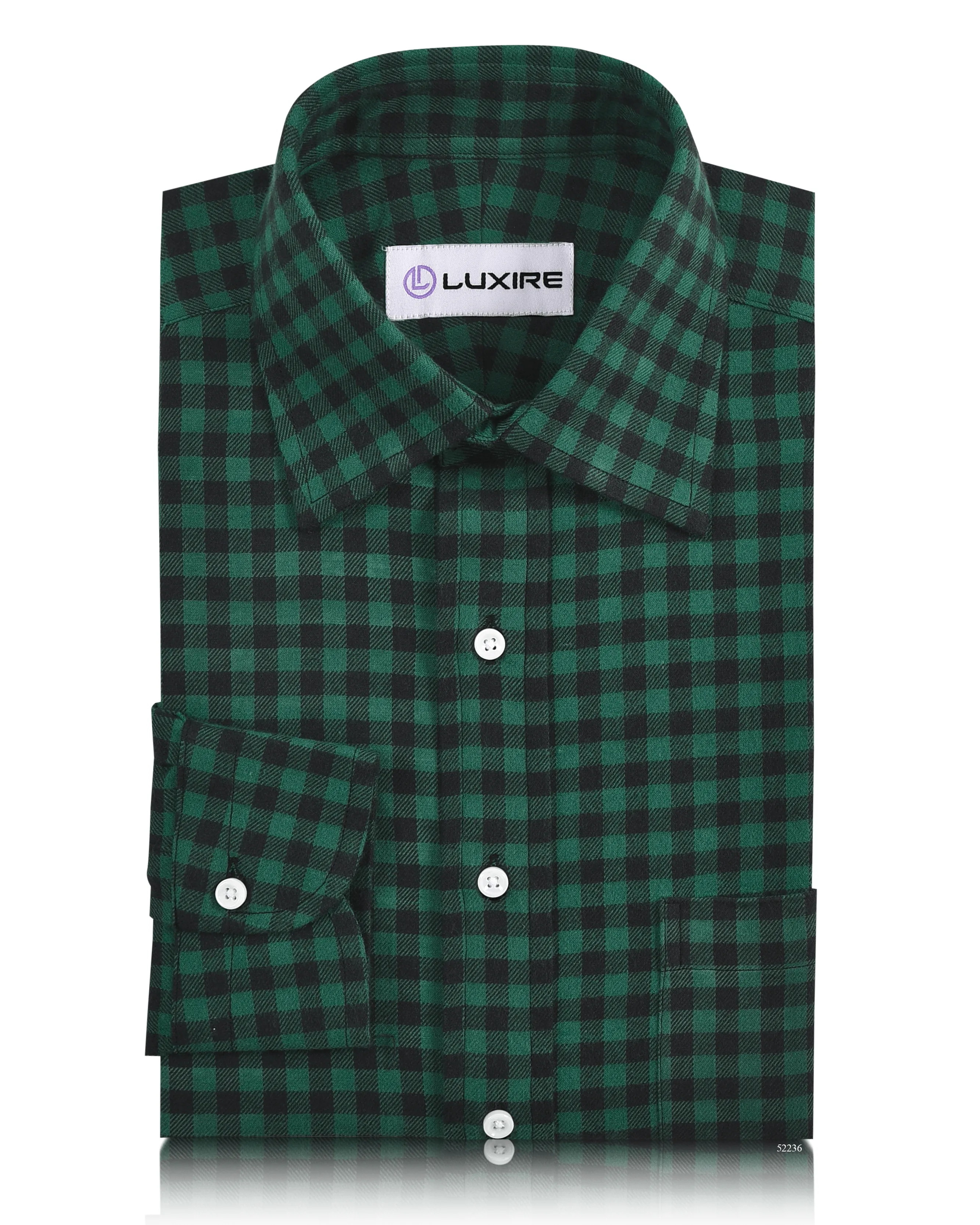 Green Black Gingham Twill Flannel Shirt Vibrant Colors Durable Texture