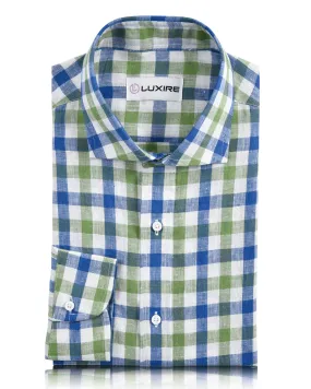 Green Blue Gingham Shirt Functional Wear