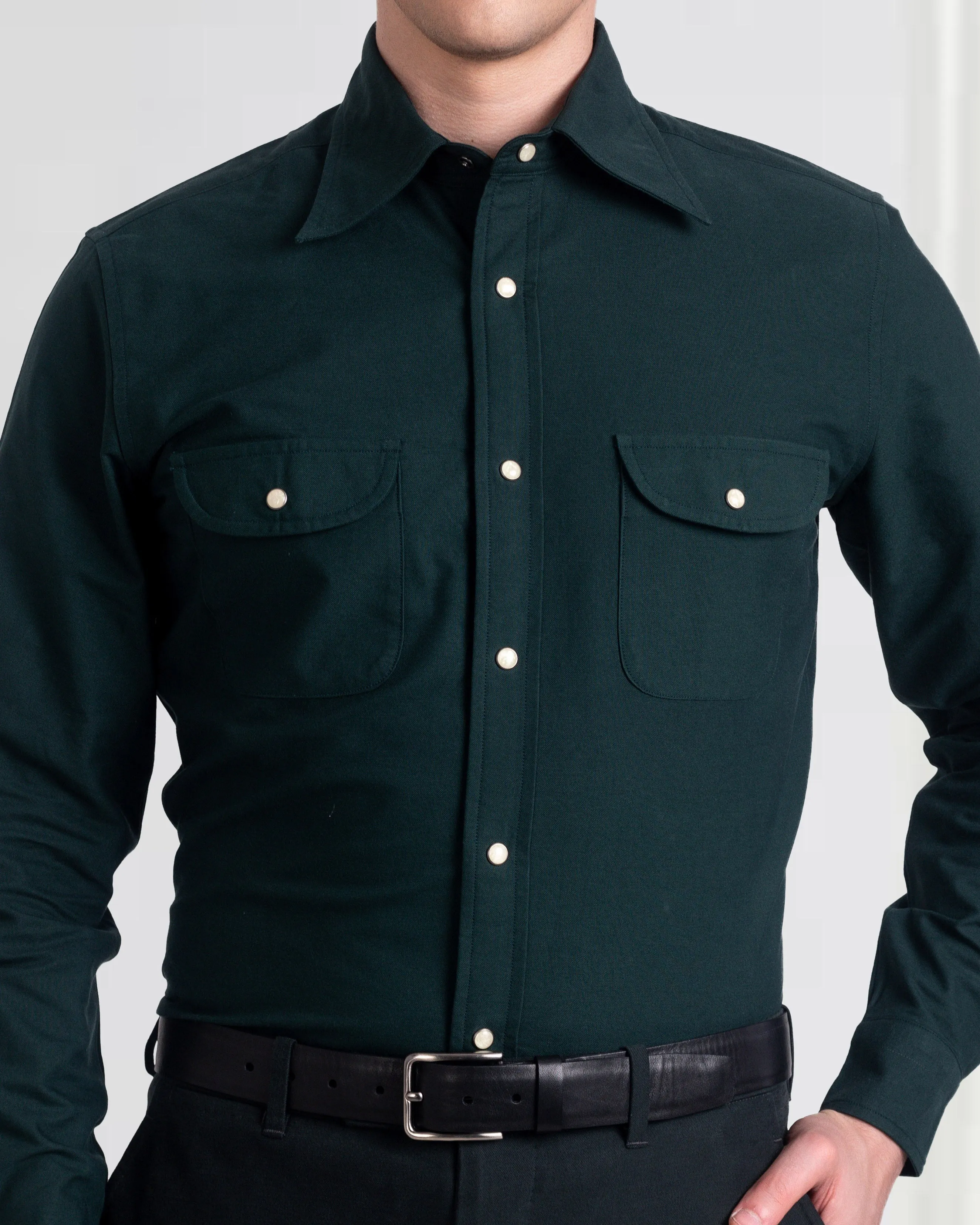 Fashionable Layer Green Oxford Western Shirt