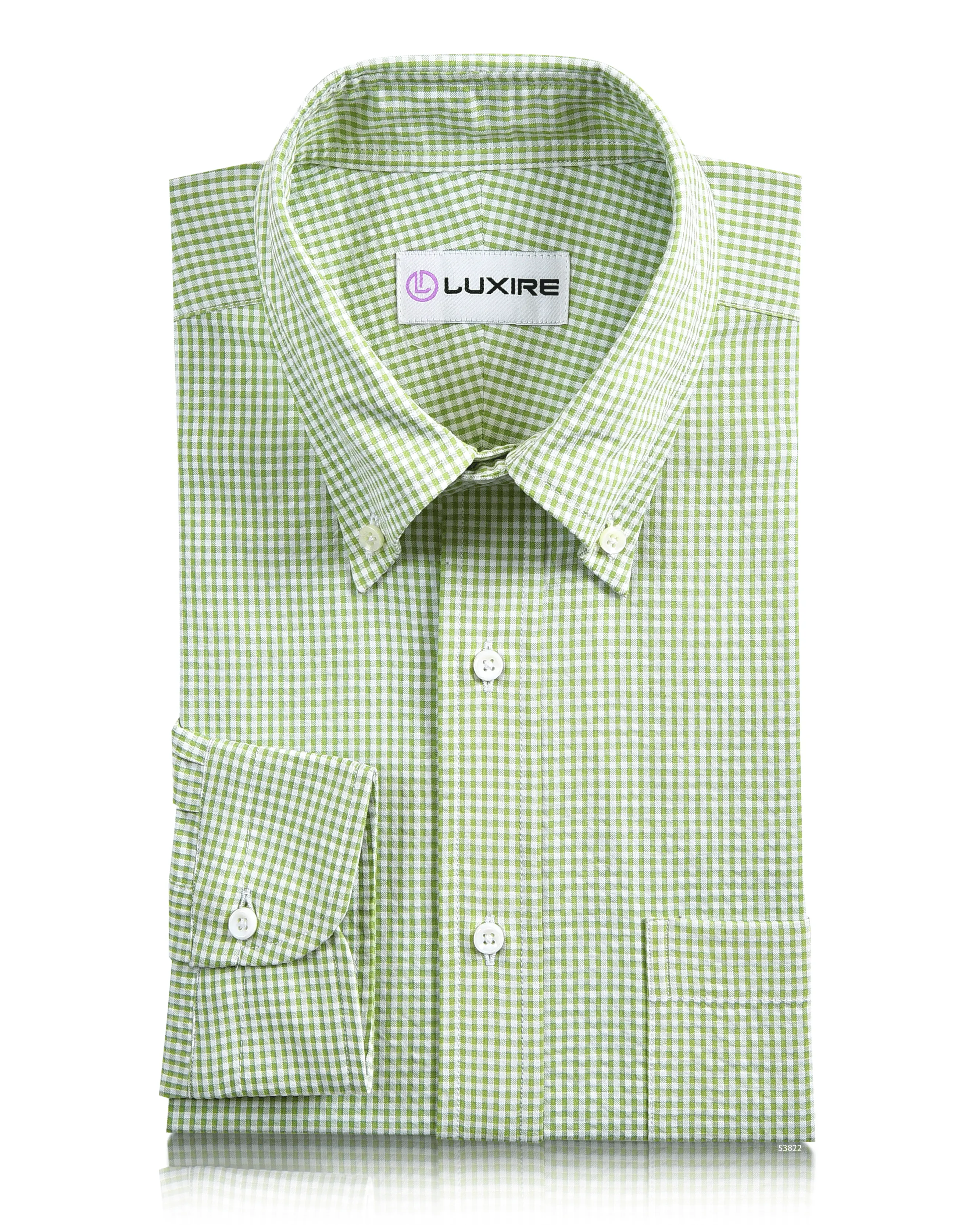 Green Small Gingham Seersucker Shirt Weekend Outing