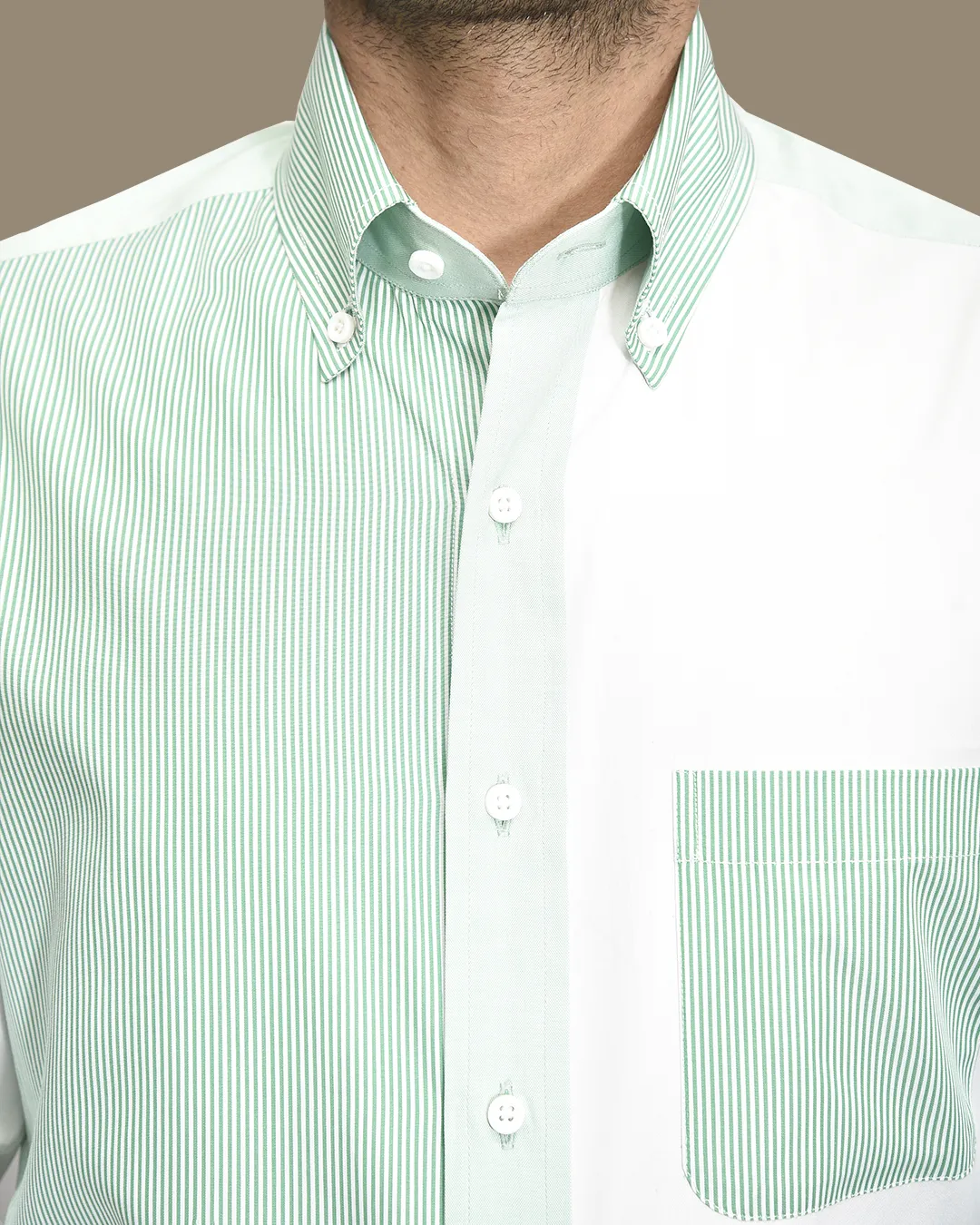 Versatile Layering Piece Premium Option Green White Cotton Fun Shirt