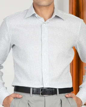 Greenish- Grey Linen Gingham Shirt Vibrant color