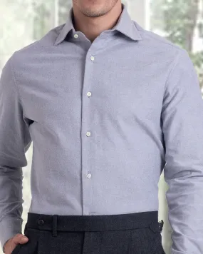 Durable Button Closures Retro Vibe Grey Brushed Oxford Shirt