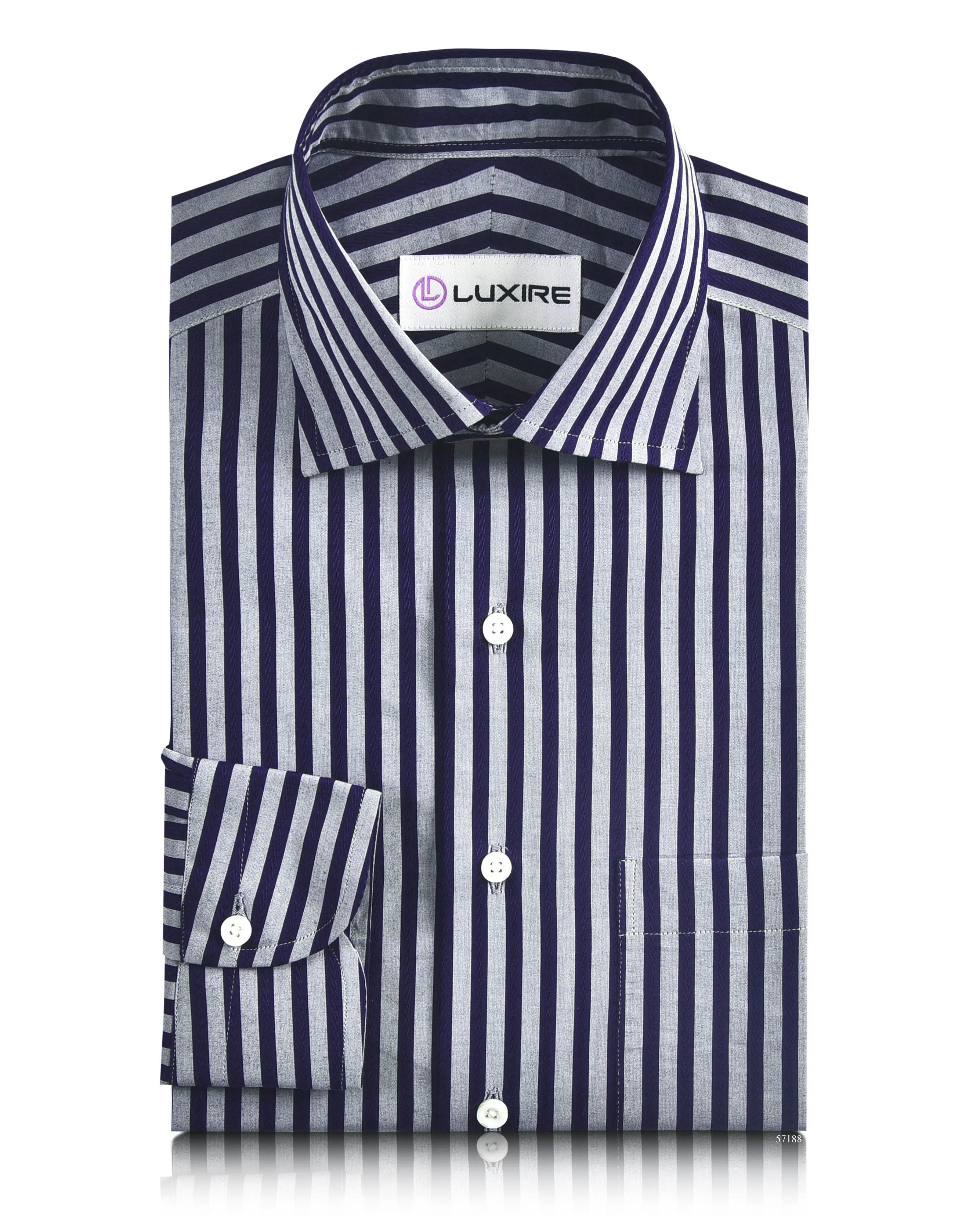 Grey Navy Bengal Stripes 120/2 Shirt Mountain Escape