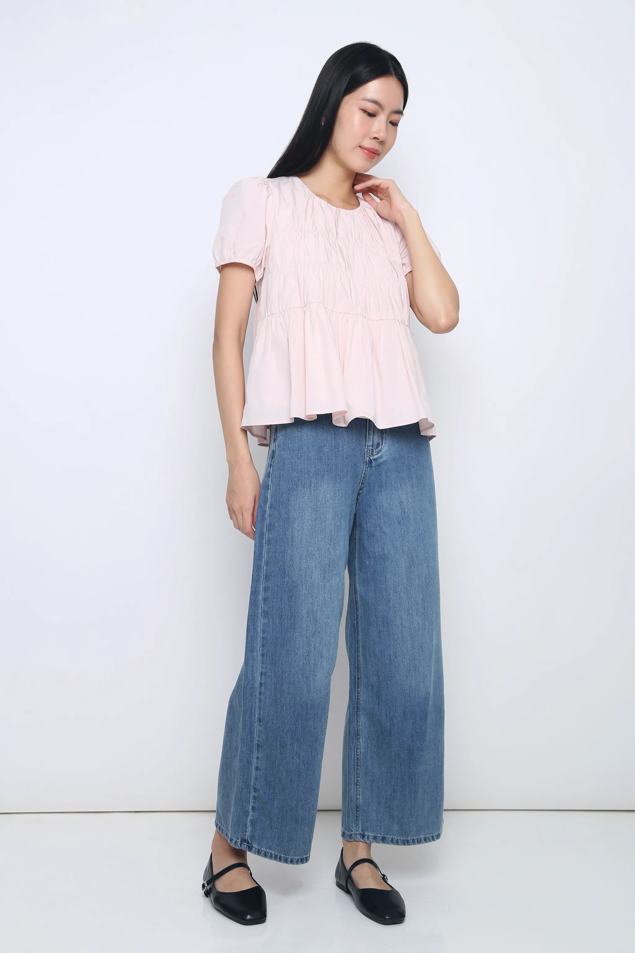 Halo Ruche Blouse Powder Blush Breathable Underarm Gussets