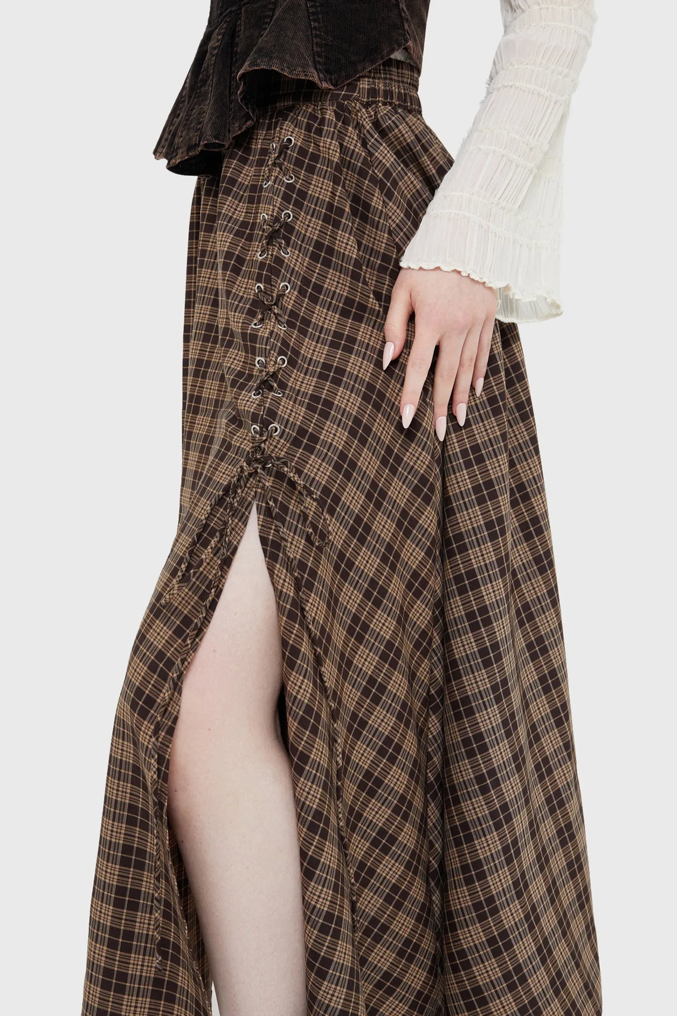 Haven Hollow Skirt [BROWN TARTAN] Heritage Inspired Couture Inspired