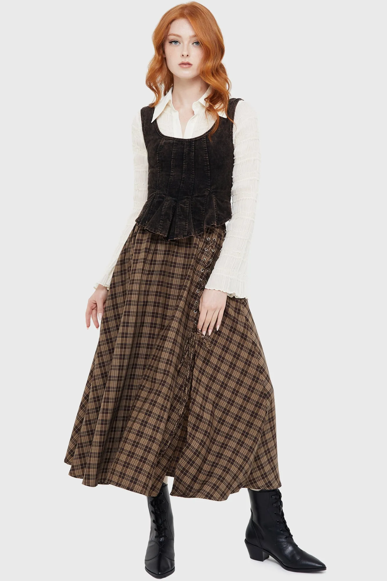 Haven Hollow Skirt [BROWN TARTAN] Outfit Diary