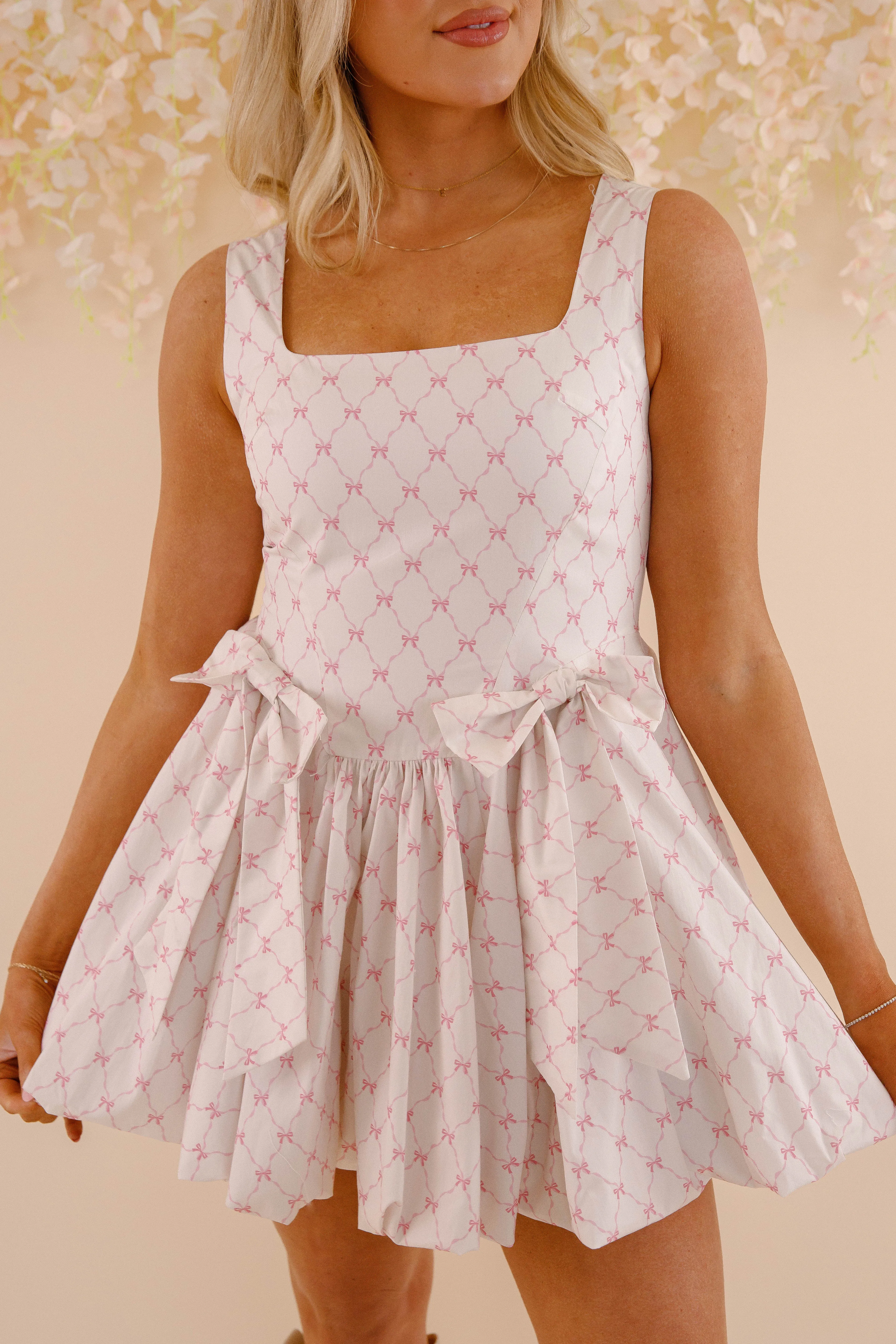 Adjustable-Straps Relax Piece Having The Best Time Bow Dress