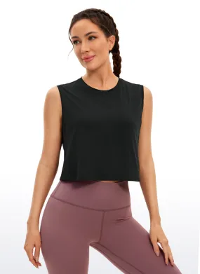 all - terrain Pima Cotton Cropped Tank Tops Crew Neck