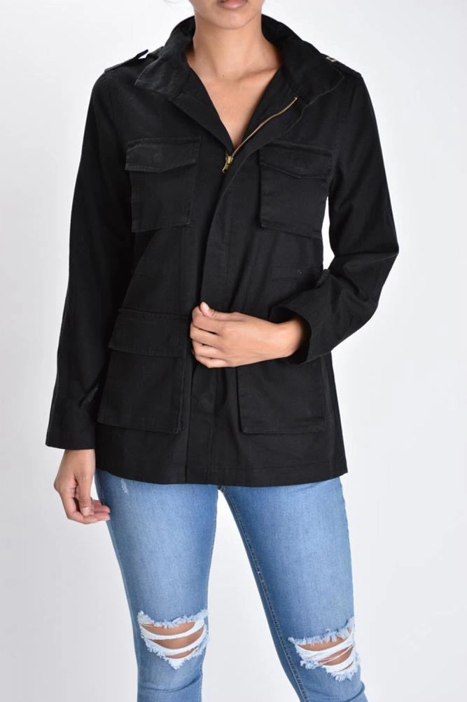 Women's Hooded Cargo Jacket Everyday Fit Style