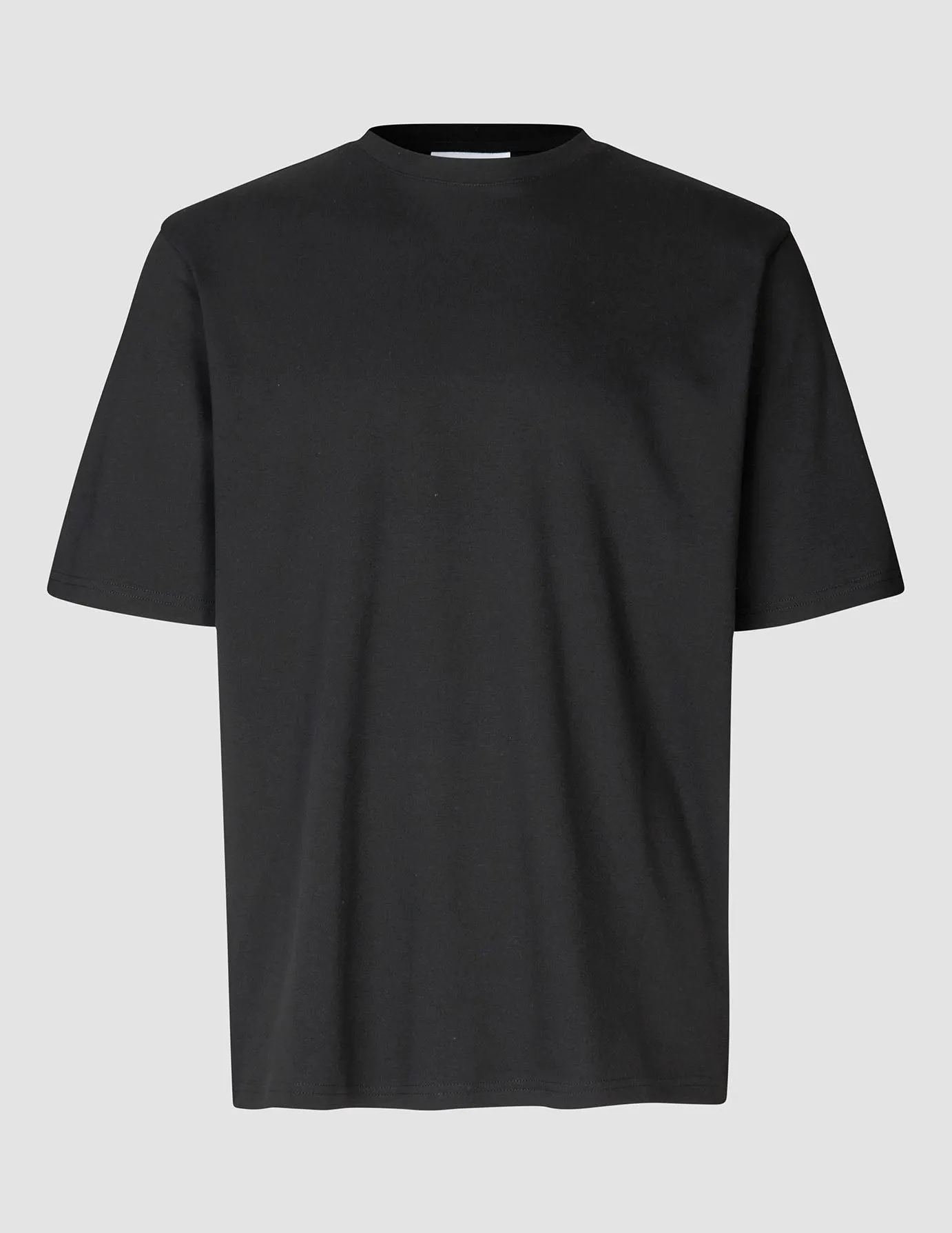 Heavy Box Fit T-shirt Black Layered Collar Structure