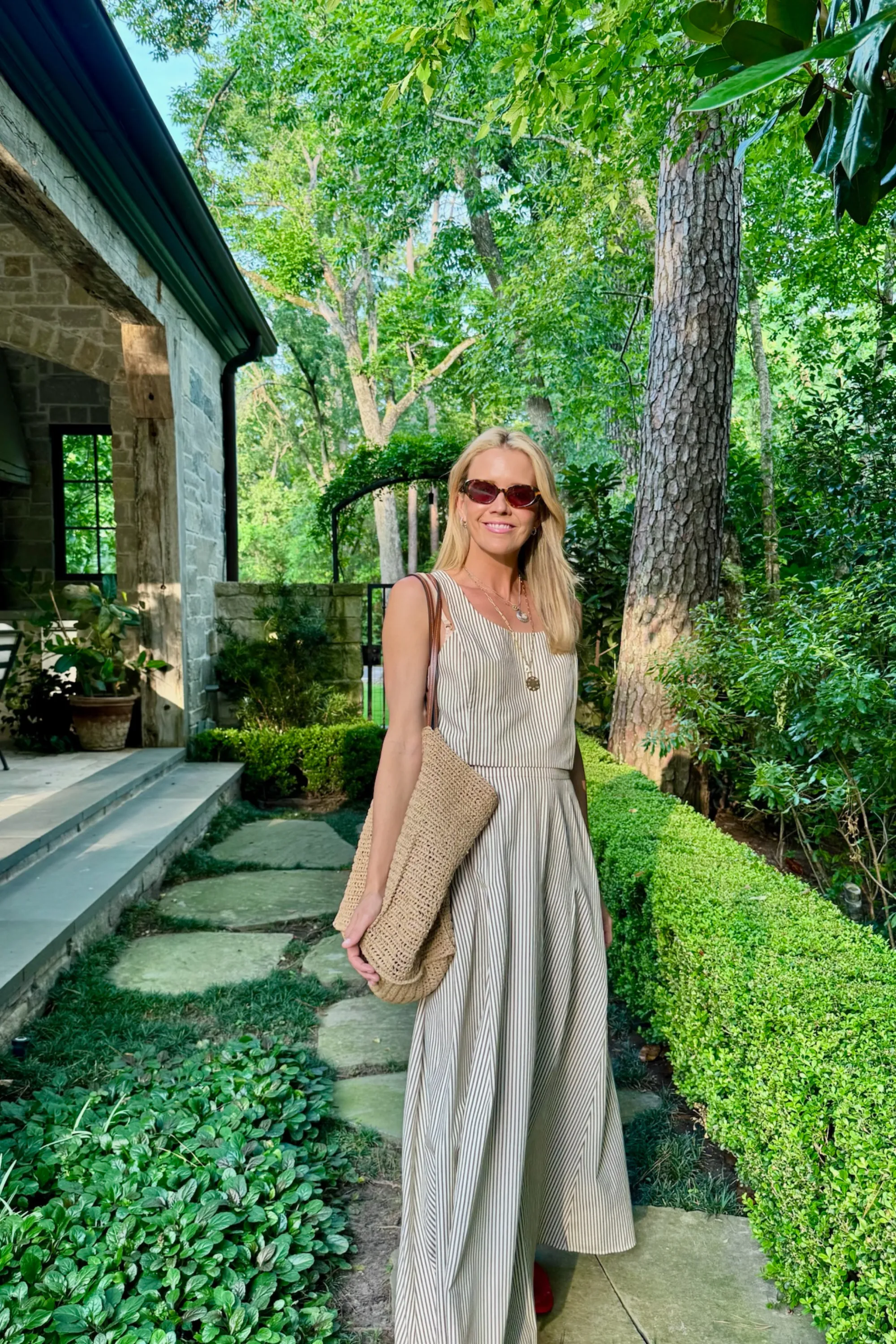 MASON'S DAUGHTER | Sophia Top, Brown & Ivory Dobby Striped AntiPilling Finish All Season Wear Fabric