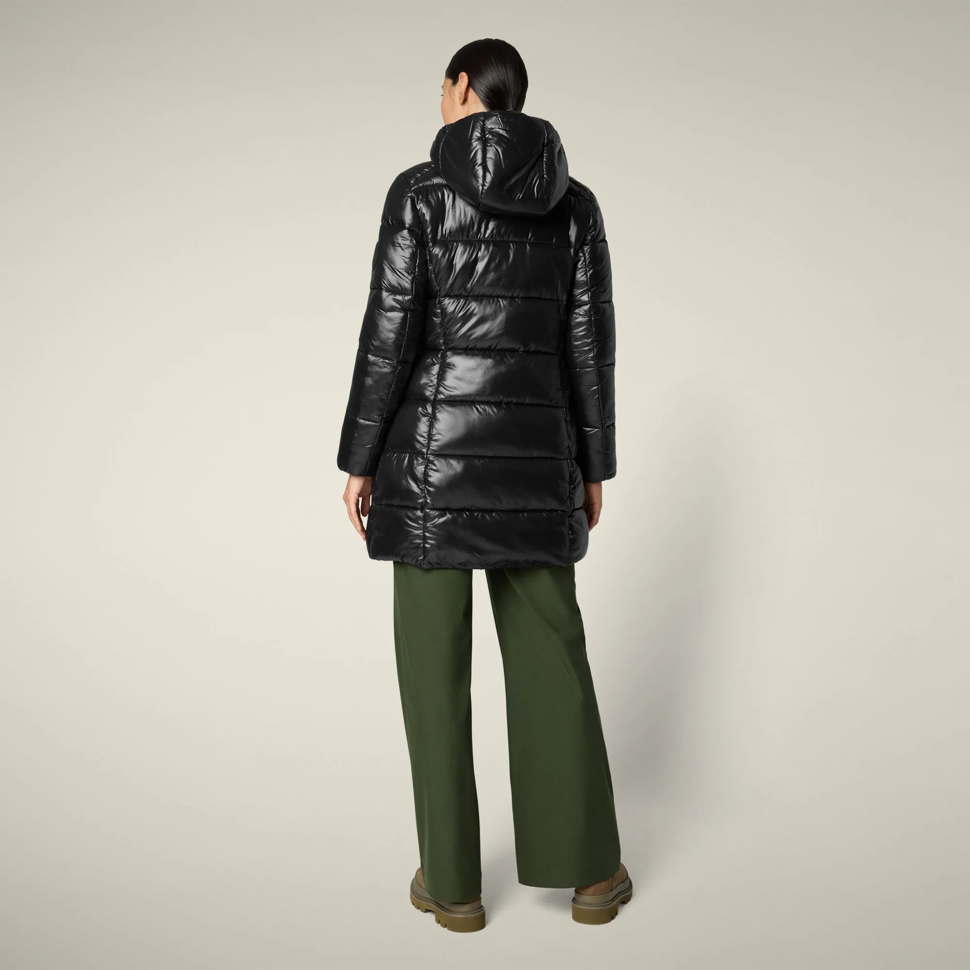 ExpandableSideGussets Women's Animal free puffer Coat ines in black