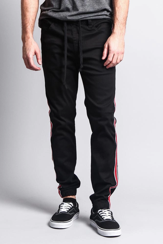 Men's Track Style Side Striped Joggers Odor control