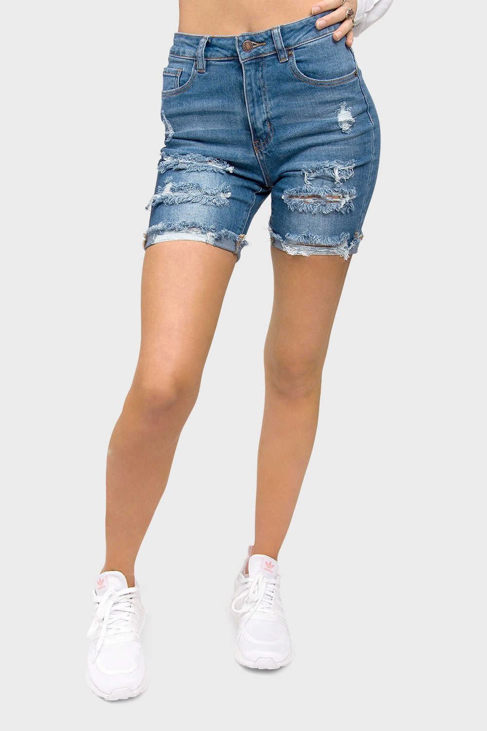 High Waist Bermuda Skinny Shorts wrinkle free Breath Flex